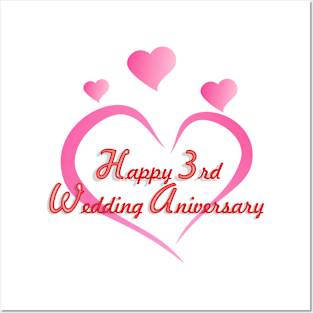 Happy 3rd wedding anniversary Posters and Art